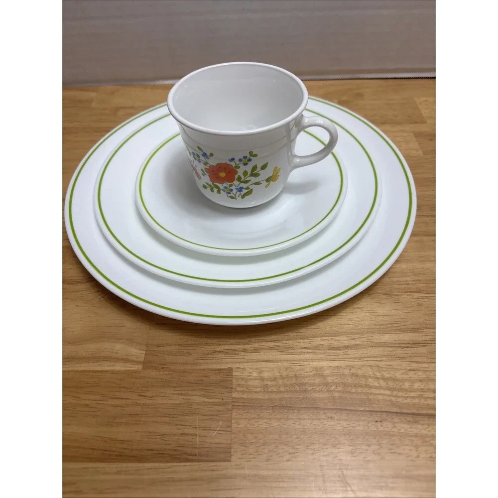 Corelle Spring Meadow Bouquet Dinnerware Set Plate Salad Plate Cup Saucer 4pc
